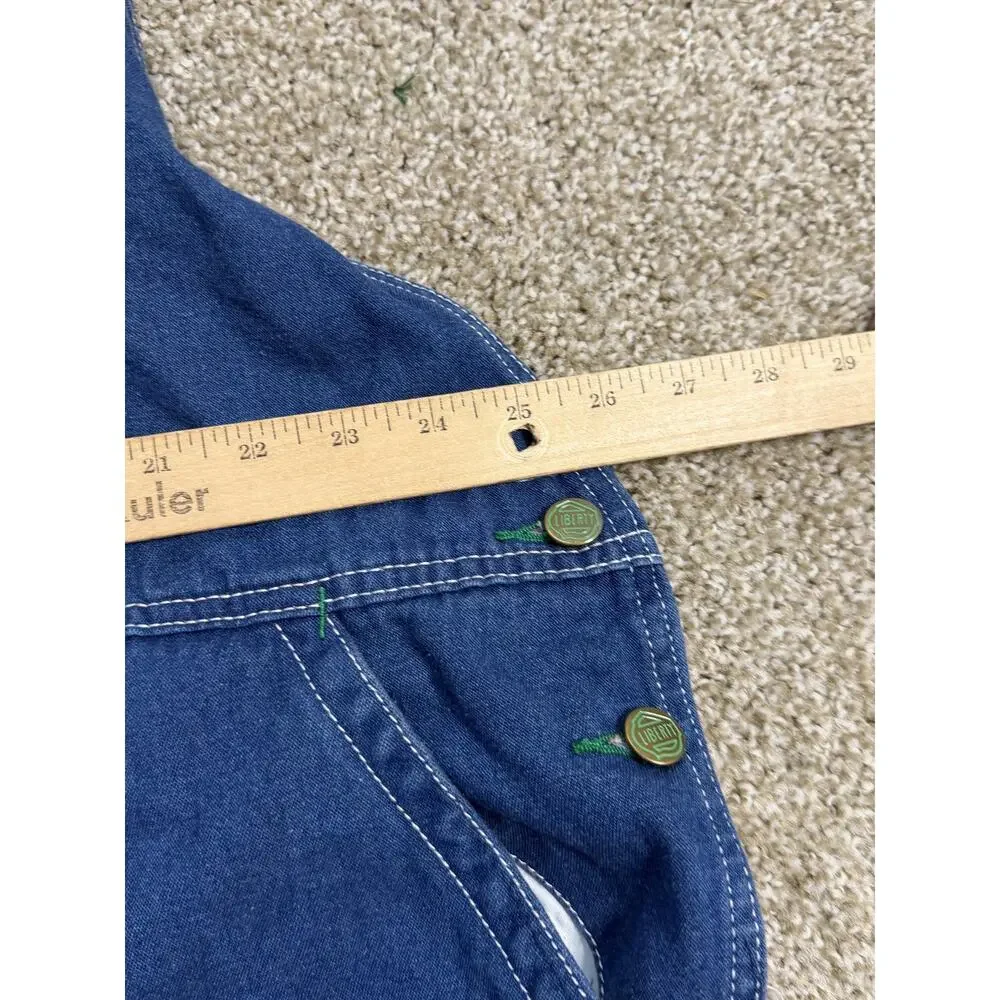 Liberty Overalls Mens 52x30 Big Tall Blue Denim Bib Relaxed Fit Workwear Pockets - Picture 6 of 10